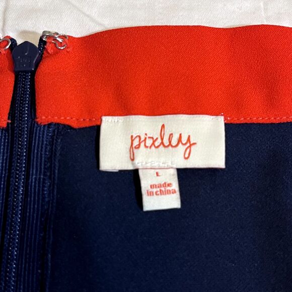 Pixley Skirt Womens L Blue Red Back Zip Lined Polyester Blend- 5649 - Picture 8 of 13